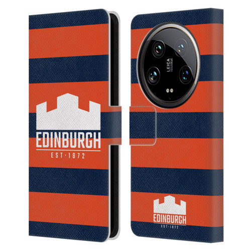 Edinburgh Rugby Graphics Stripes Leather Book Wallet Case Cover For Xiaomi 14 Ultra