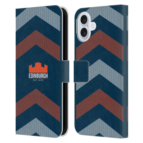 Edinburgh Rugby Logo Art Lines Leather Book Wallet Case Cover For Apple iPhone 16 Plus