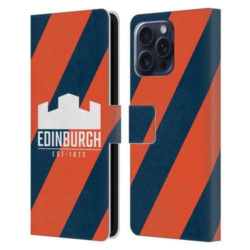 Edinburgh Rugby Logo Art Diagonal Stripes Leather Book Wallet Case Cover For Apple iPhone 16 Pro Max