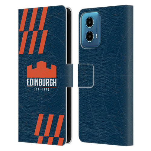 Edinburgh Rugby Logo Art Navy Blue Leather Book Wallet Case Cover For Motorola Moto G34 5G