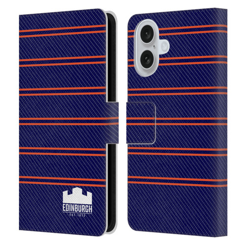 Edinburgh Rugby Logo 2 Stripes Leather Book Wallet Case Cover For Apple iPhone 16