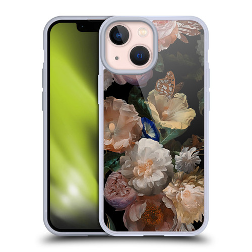 UtArt Antique Flowers Botanical Beauty Soft Gel Case for Apple iPhone 13 Mini