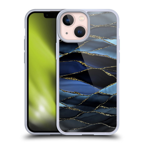 UtArt Dark Night Marble Deep Sparkle Waves Soft Gel Case for Apple iPhone 13 Mini