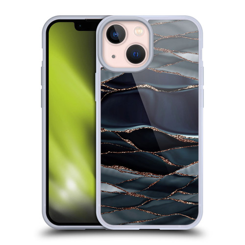 UtArt Dark Night Marble Waves Soft Gel Case for Apple iPhone 13 Mini