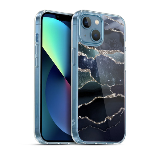 UtArt Dark Night Marble Silver Midnight Sky Soft Gel Case for Apple iPhone 13 Mini & MagSafe