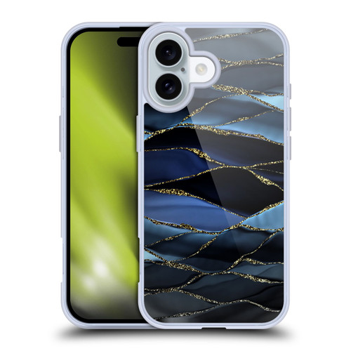 UtArt Dark Night Marble Deep Sparkle Waves Soft Gel Case for Apple iPhone 16