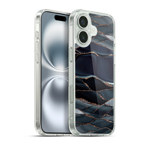 UtArt Dark Night Marble Waves Soft Gel Case for Apple iPhone 16 Plus & MagSafe