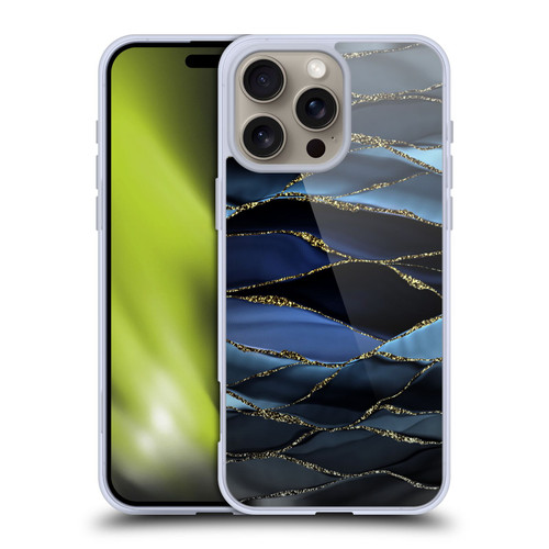 UtArt Dark Night Marble Deep Sparkle Waves Soft Gel Case for Apple iPhone 16 Pro Max