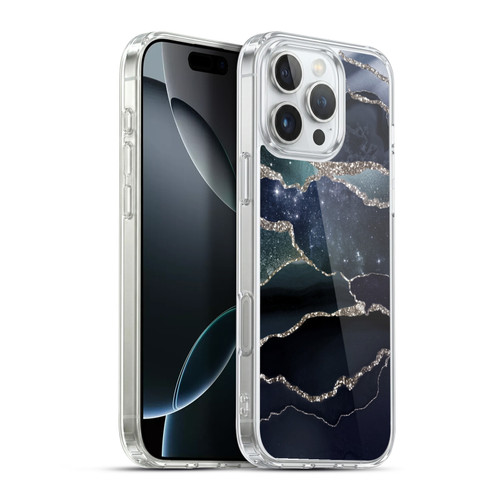 UtArt Dark Night Marble Silver Midnight Sky Soft Gel Case for Apple iPhone 16 Pro Max & MagSafe