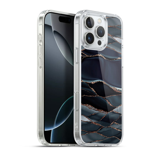 UtArt Dark Night Marble Waves Soft Gel Case for Apple iPhone 16 Pro Max & MagSafe