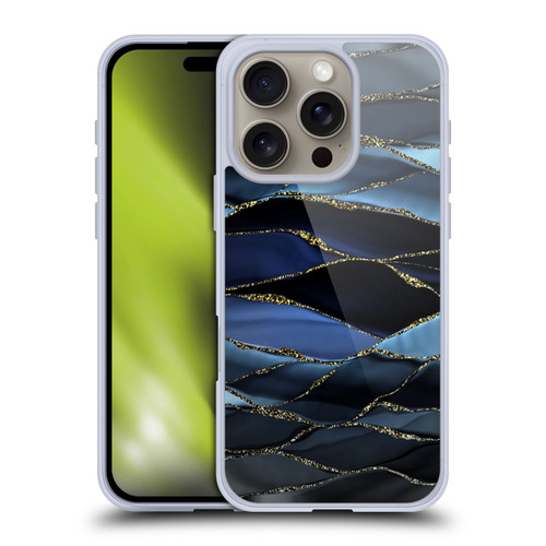 UtArt Dark Night Marble Deep Sparkle Waves Soft Gel Case for Apple iPhone 16 Pro