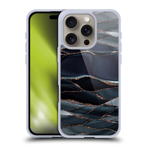 UtArt Dark Night Marble Waves Soft Gel Case for Apple iPhone 16 Pro