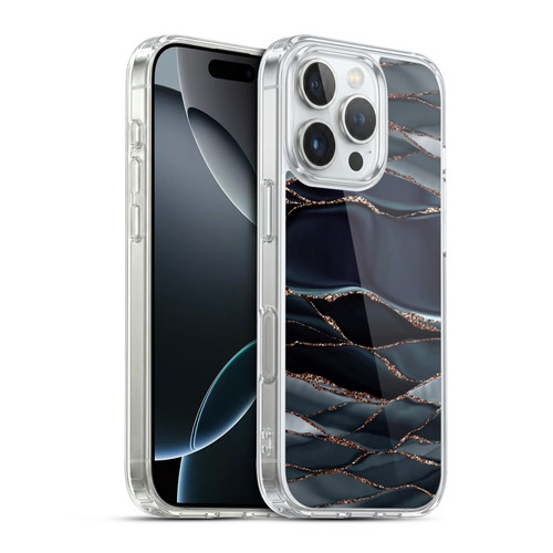 UtArt Dark Night Marble Waves Soft Gel Case for Apple iPhone 16 Pro & MagSafe