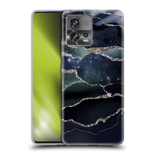 UtArt Dark Night Marble Silver Midnight Sky Soft Gel Case for Motorola Moto Edge 30 Fusion
