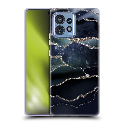 UtArt Dark Night Marble Silver Midnight Sky Soft Gel Case for Motorola Moto Edge 40 Pro