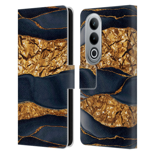 UtArt Dark Night Marble Gold Foil And Ink Leather Book Wallet Case Cover For OPPO OnePlus Ace 3V 5G