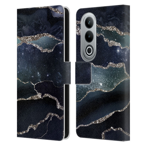 UtArt Dark Night Marble Silver Midnight Sky Leather Book Wallet Case Cover For OPPO OnePlus Ace 3V 5G