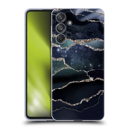 UtArt Dark Night Marble Silver Midnight Sky Soft Gel Case for Samsung Galaxy M55 5G