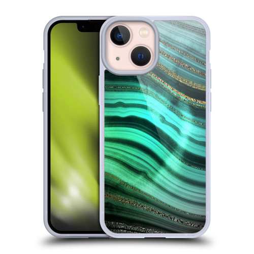 UtArt Malachite Emerald Glitter Gradient Soft Gel Case for Apple iPhone 13 Mini