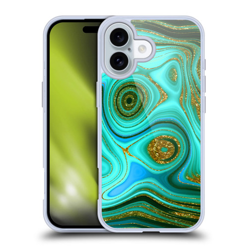 UtArt Malachite Emerald Liquid Gem Soft Gel Case for Apple iPhone 16