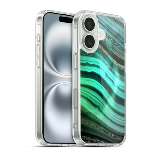 UtArt Malachite Emerald Glitter Gradient Soft Gel Case for Apple iPhone 16 & MagSafe