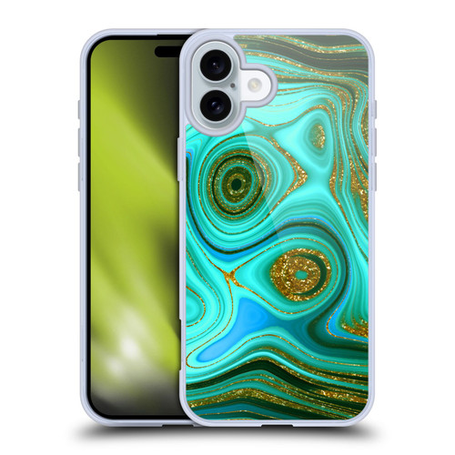 UtArt Malachite Emerald Liquid Gem Soft Gel Case for Apple iPhone 16 Plus