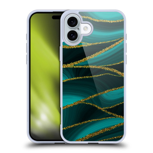 UtArt Malachite Emerald Turquoise Shimmers Soft Gel Case for Apple iPhone 16 Plus