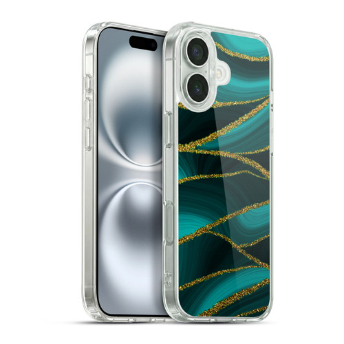 UtArt Malachite Emerald Turquoise Shimmers Soft Gel Case for Apple iPhone 16 Plus & MagSafe
