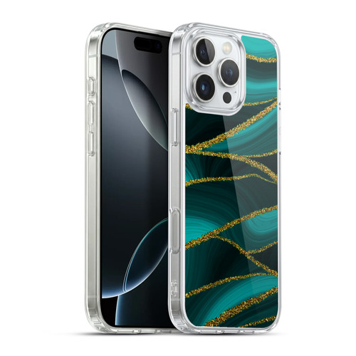 UtArt Malachite Emerald Turquoise Shimmers Soft Gel Case for Apple iPhone 16 Pro Max & MagSafe