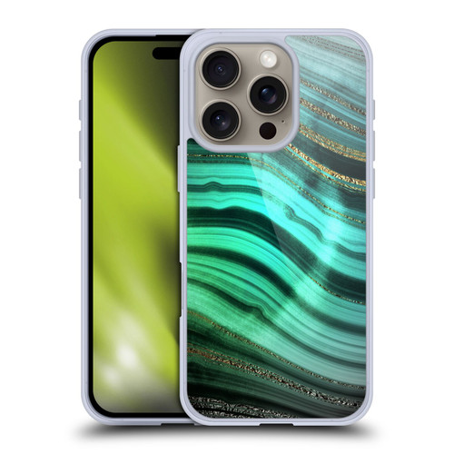 UtArt Malachite Emerald Glitter Gradient Soft Gel Case for Apple iPhone 16 Pro