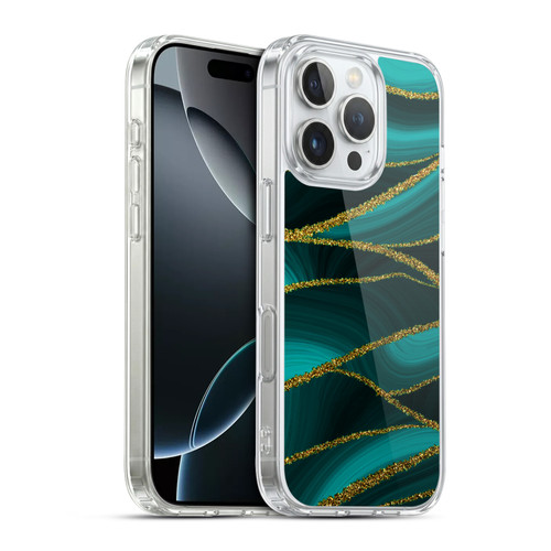 UtArt Malachite Emerald Turquoise Shimmers Soft Gel Case for Apple iPhone 16 Pro & MagSafe