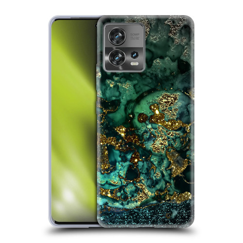 UtArt Malachite Emerald Gold And Seafoam Green Soft Gel Case for Motorola Moto Edge 30 Fusion