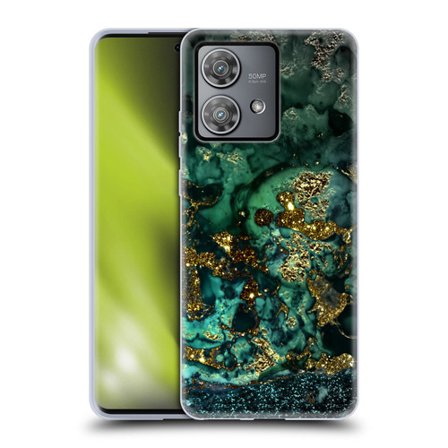 UtArt Malachite Emerald Gold And Seafoam Green Soft Gel Case for Motorola Edge 40 Neo 5G