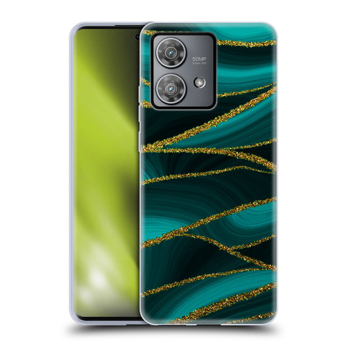 UtArt Malachite Emerald Turquoise Shimmers Soft Gel Case for Motorola Edge 40 Neo 5G