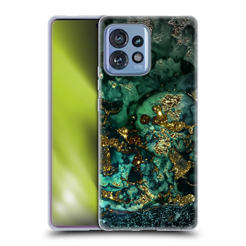 UtArt Malachite Emerald Gold And Seafoam Green Soft Gel Case for Motorola Moto Edge 40 Pro