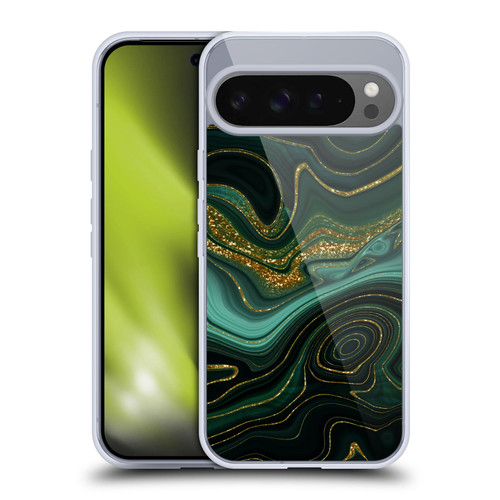 UtArt Malachite Emerald Gilded Teal Soft Gel Case for Google Pixel 9 Pro XL
