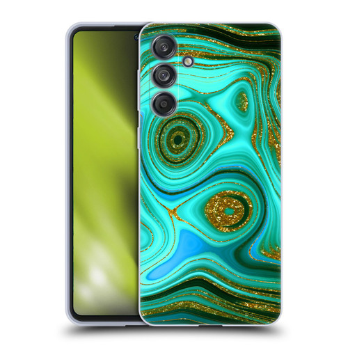 UtArt Malachite Emerald Liquid Gem Soft Gel Case for Samsung Galaxy M55 5G