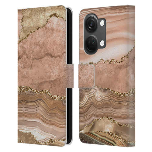 UtArt Wild Cat Marble Beige Gold Leather Book Wallet Case Cover For OnePlus Nord 3 5G