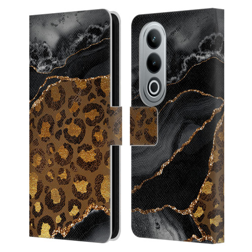 UtArt Wild Cat Marble Dark Gilded Leopard Leather Book Wallet Case Cover For OPPO OnePlus Ace 3V 5G