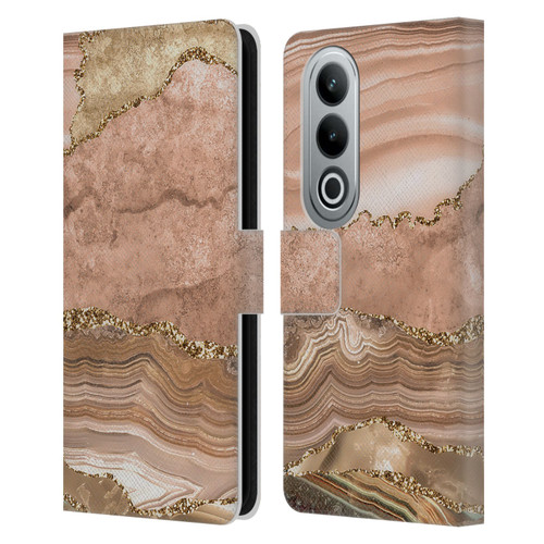UtArt Wild Cat Marble Beige Gold Leather Book Wallet Case Cover For OPPO OnePlus Ace 3V 5G