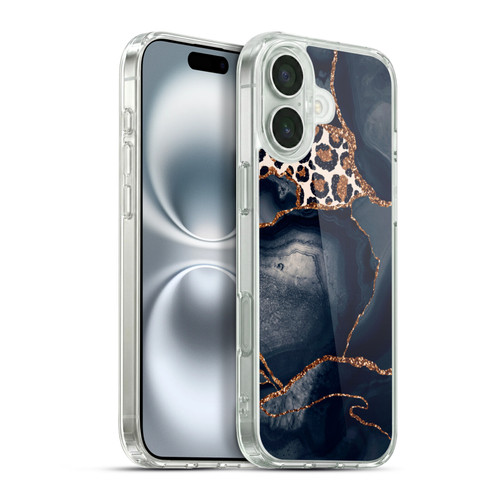 UtArt Wild Cat Marble Leopard Soft Gel Case for Apple iPhone 16 Plus & MagSafe