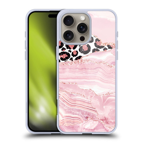 UtArt Wild Cat Marble Pink Glitter Soft Gel Case for Apple iPhone 16 Pro Max