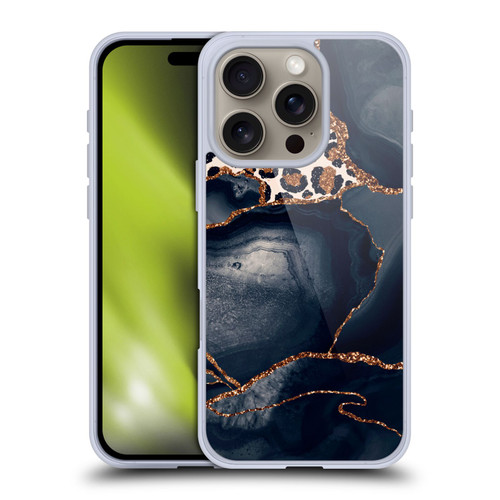 UtArt Wild Cat Marble Leopard Soft Gel Case for Apple iPhone 16 Pro