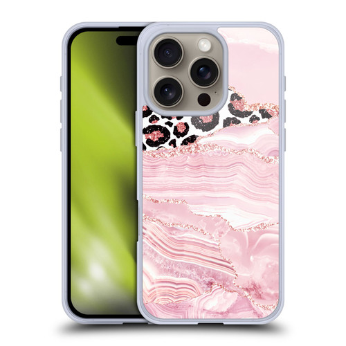 UtArt Wild Cat Marble Pink Glitter Soft Gel Case for Apple iPhone 16 Pro