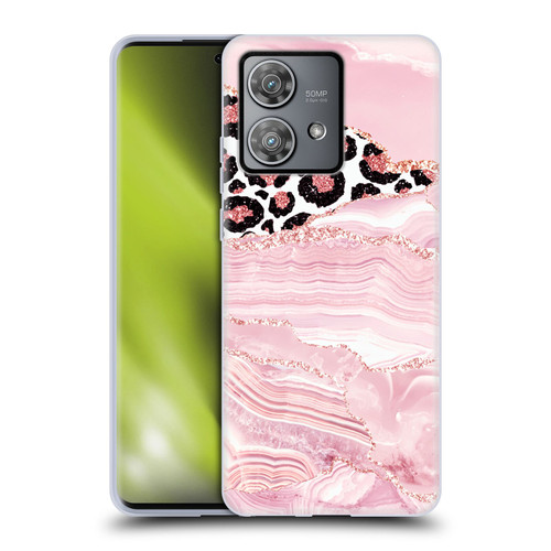 UtArt Wild Cat Marble Pink Glitter Soft Gel Case for Motorola Edge 40 Neo 5G