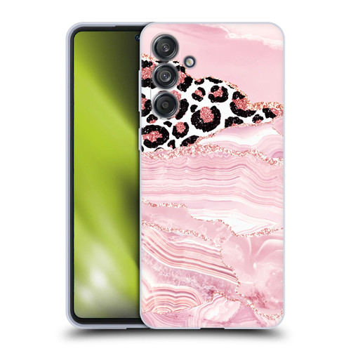 UtArt Wild Cat Marble Pink Glitter Soft Gel Case for Samsung Galaxy M55 5G