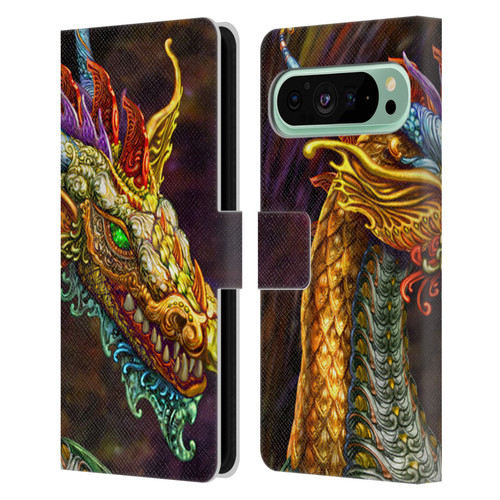 Myles Pinkney Mythical Silver Dragon Leather Book Wallet Case Cover For Google Pixel 9 Pro XL