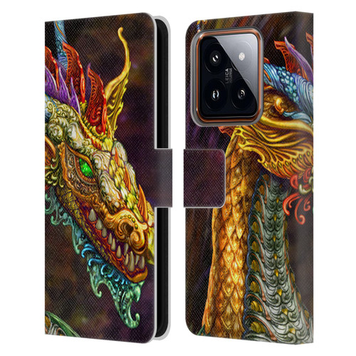 Myles Pinkney Mythical Silver Dragon Leather Book Wallet Case Cover For Xiaomi 14