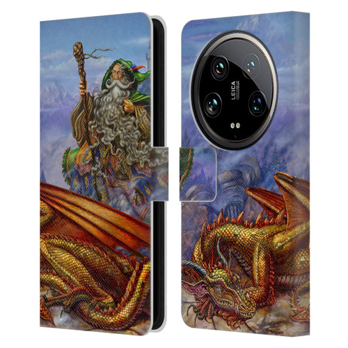 Myles Pinkney Mythical Dragonlands Leather Book Wallet Case Cover For Xiaomi 14 Ultra