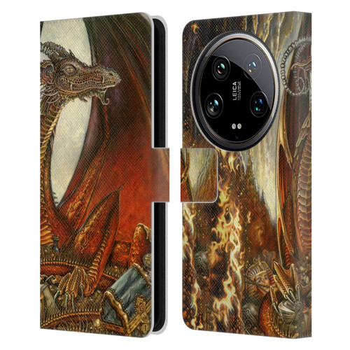 Myles Pinkney Mythical Treasure Dragon Leather Book Wallet Case Cover For Xiaomi 14 Ultra